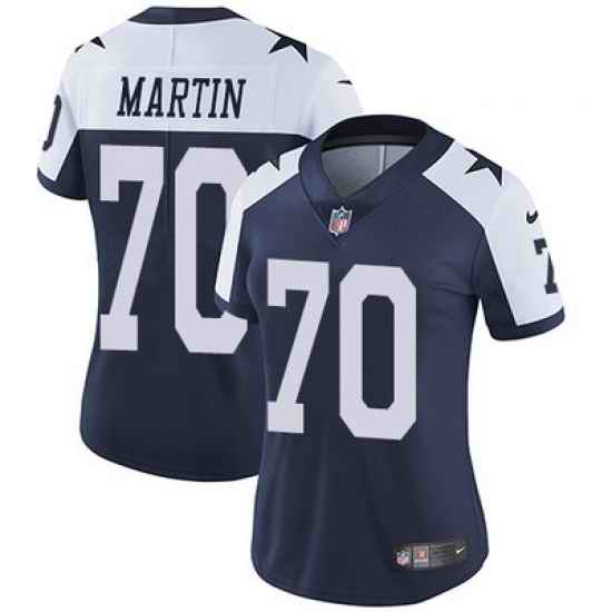 Nike Cowboys #70 Zack Martin Navy Blue Thanksgiving Womens Stitched NFL Vapor Untouchable Limited Throwback Jersey
